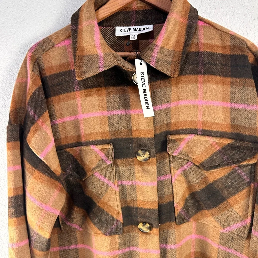 Steve Madden‎ Plaid Duster Shirt Jacket Sz XL